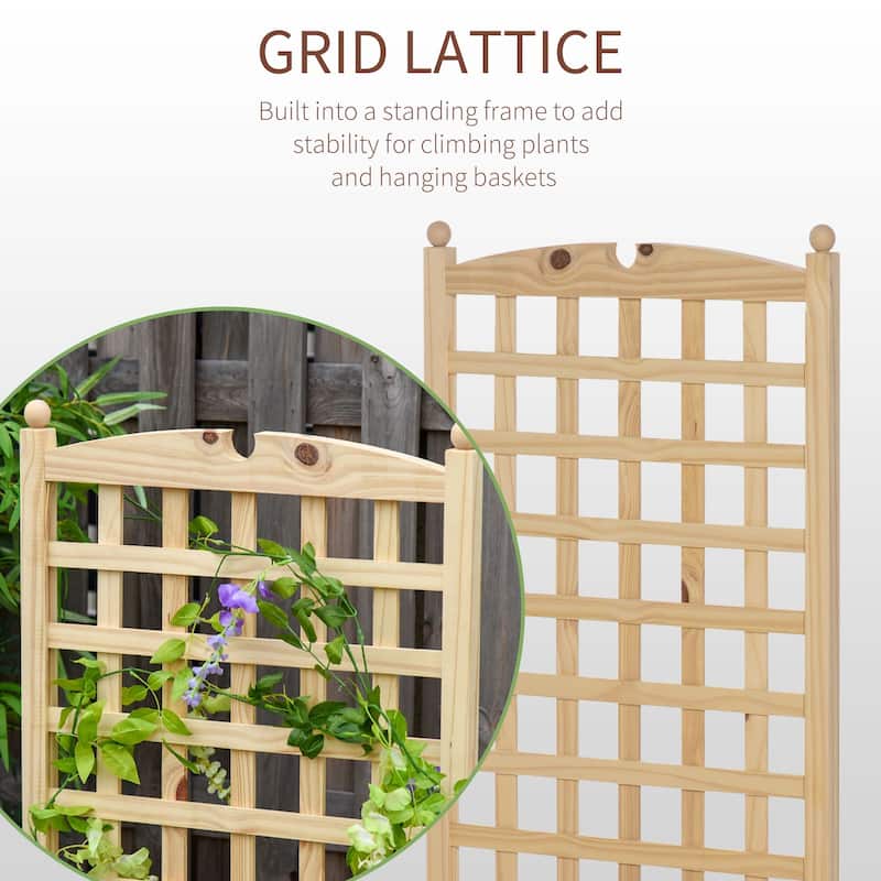 Outsunny Raised Bed with Trellis Standing Lattice Panels for Plants, Flowers or Vine Garden Outdoor Indoor, Natural