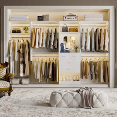 Cimly Set of 4 Closet System Organizers, Heavy-duty Wall-mounted Modular Closet Organizers with Mirror