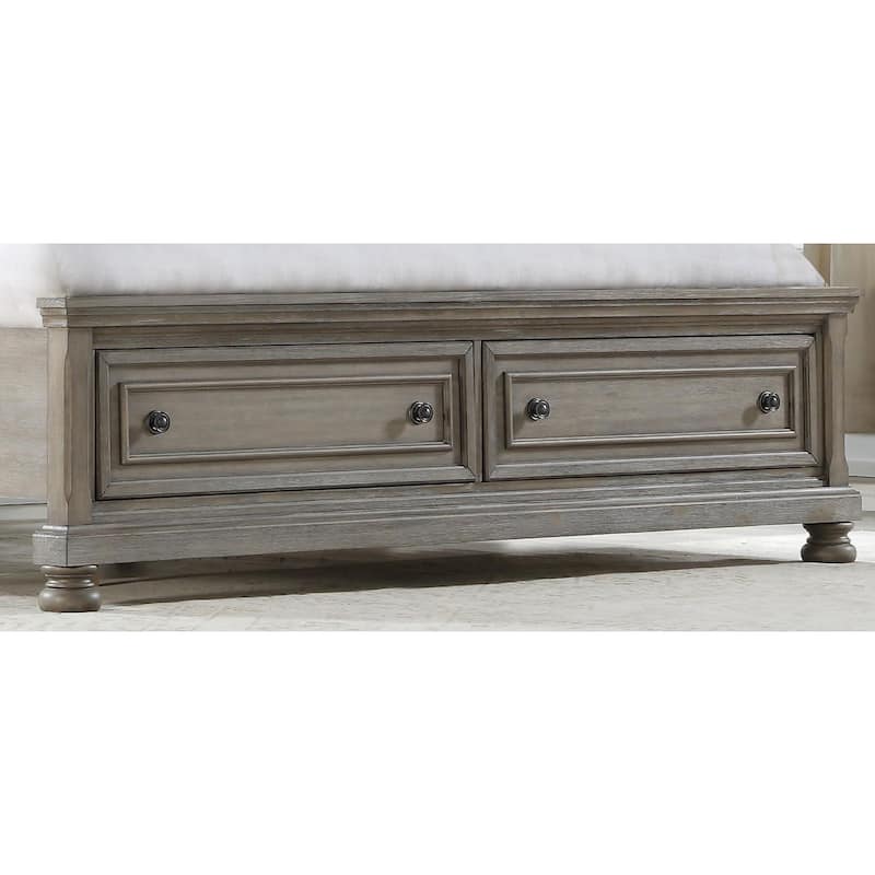 Queen Size Solid Wood Storage Bed with 2 Built-In Drawers and Transitional Design