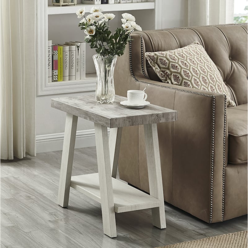 Roundhill Furniture Athens Contemporary Wood Shelf Side Table - Beige - Wood