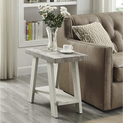 Contemporary Two-Tone Wood Shelf Side Table