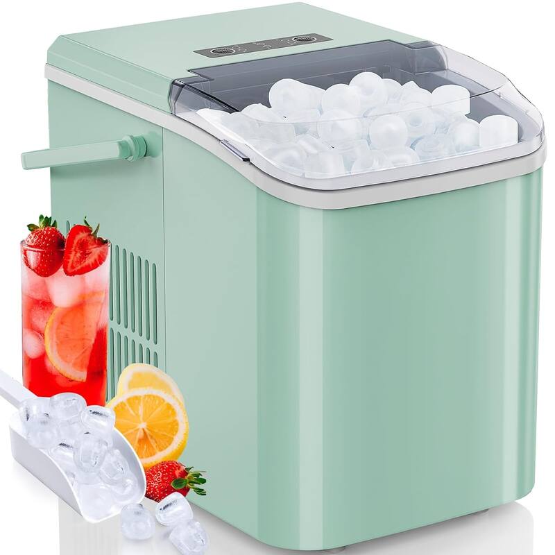 Countertop Ice Maker Machine Self-Cleaning Fast Making 9 Ice Cubes in 6 Minutes 2 Sizes Bullet Ice Portable Ice Machine