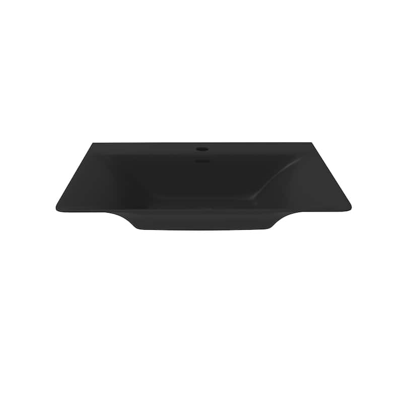 Carmella 24" Rectangular Solid Surface Wall Mount Bathroom Sink - Matte Black