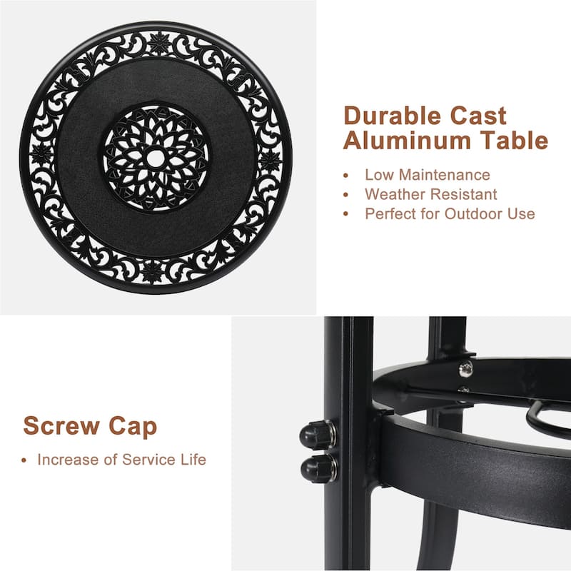 32" Bronze Aluminum Powder Coated Round Bar Table with 4 Legs Suitable for Indoor or Outdoor - 31.89”L x 31.89”W x 40.94"H