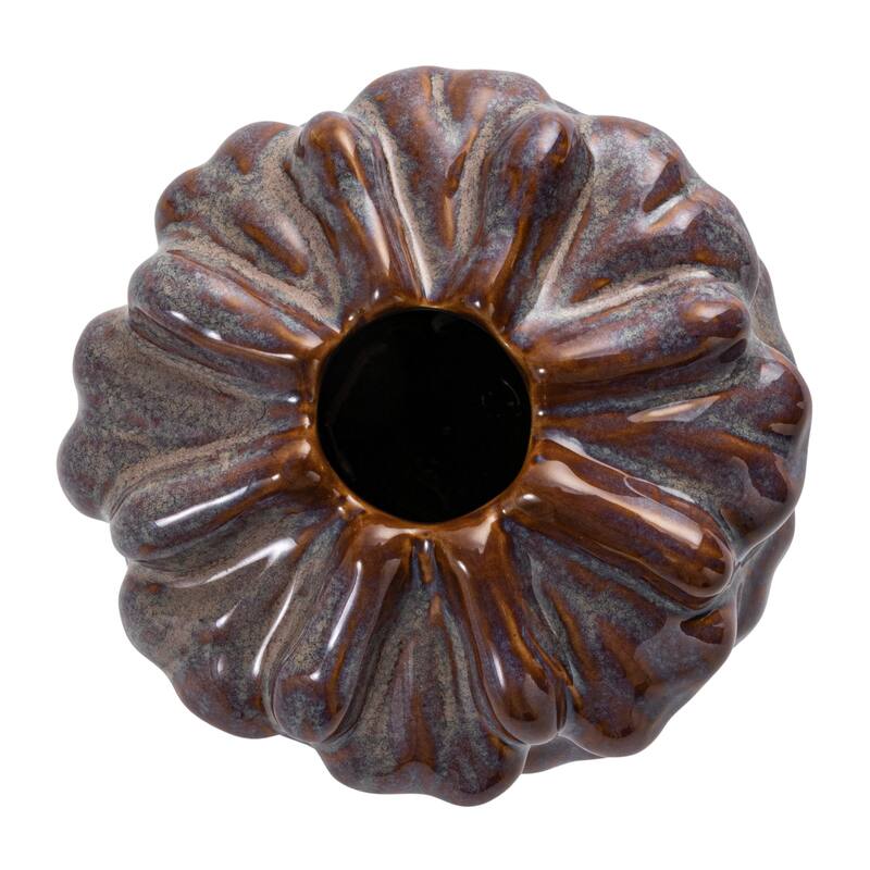 Decorative Stoneware Formed Vase with Reactive Glaze