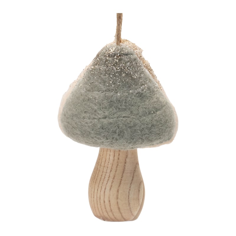 Set of 12 Hanging Mushroom Ornaments for Winter Woodland Decor - 4" x 3.25" x 3.25"