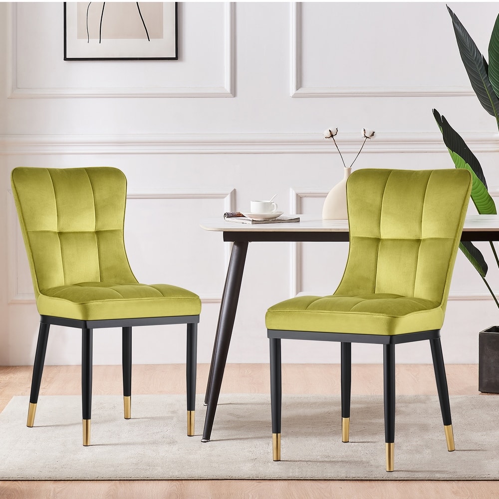Velvet Upholstered Dining Chairs with Metal Legs, Set of 2/4 - 35.8"H x 18.9"W x 23.2"D