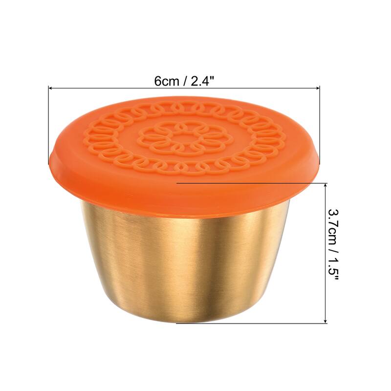 2pcs Stainless Steel Dressing Container 2.4oz Reusable Sauce Cups - Orange