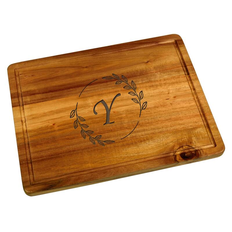 Picnic at Ascot Personalized Acacia Cutting Charcuterie Board - Y