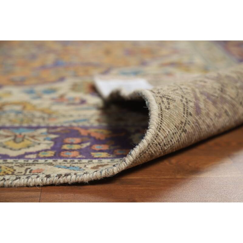Hand Knotted Oriental 100% Wool Carpet Traditional Floral Oranges & Rust Tabriz Area Rug - 10' 7'' X 6' 5''