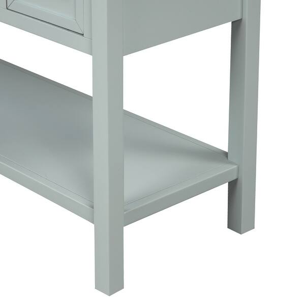 Shop Modern Console Table Sofa Table With 4 Drawers 1 Cabinet And 1 Shelf Overstock 31990056 Blue