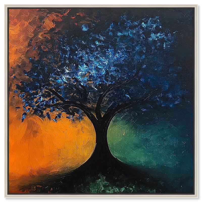 Tree of Opposites II Canvas by Art Remedy - Silver - 40" x 40"