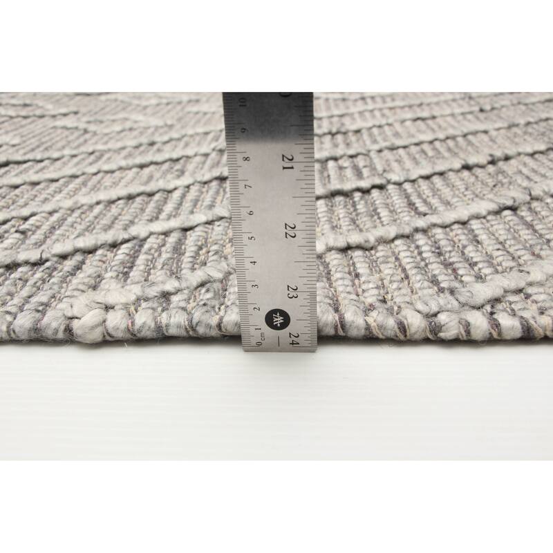 ECARPETGALLERY Braid weave Sienna Grey Wool Rug - 6'1 x 9'0