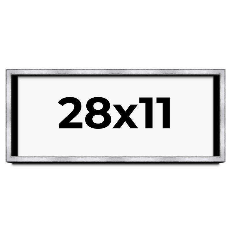 28x11 Shadow Box Frame Silver | 1.375 Inches Deep Real Wood