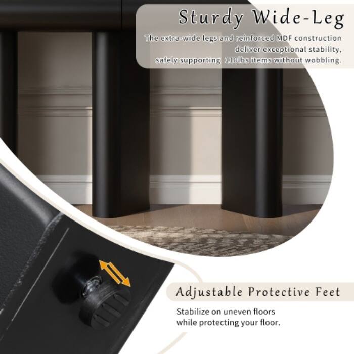 47.6" Modern Entryway Table - Space-Saving Hallway Console with 2 Curved Drawers & Geometric Legs - Narrow Sofa Table