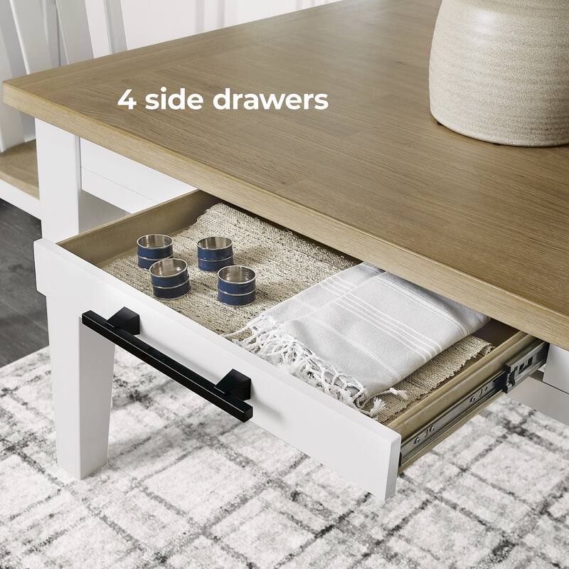Signature Design by Ashley Ashbryn White/Brown Dining Table - 86" W x 42" D x 30.9" H
