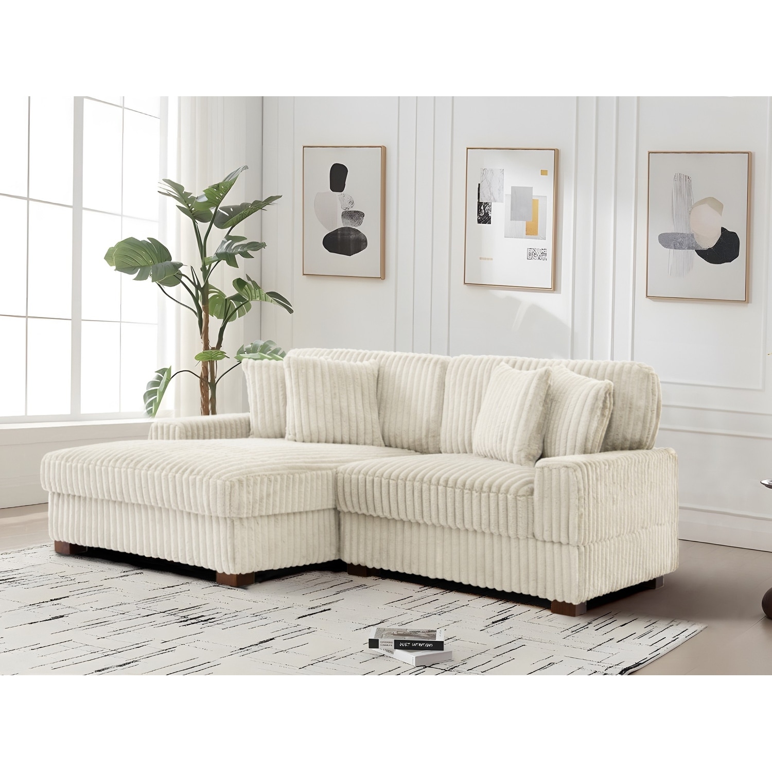 118.4"W Plush Modular Sectional Sofa with Pillows