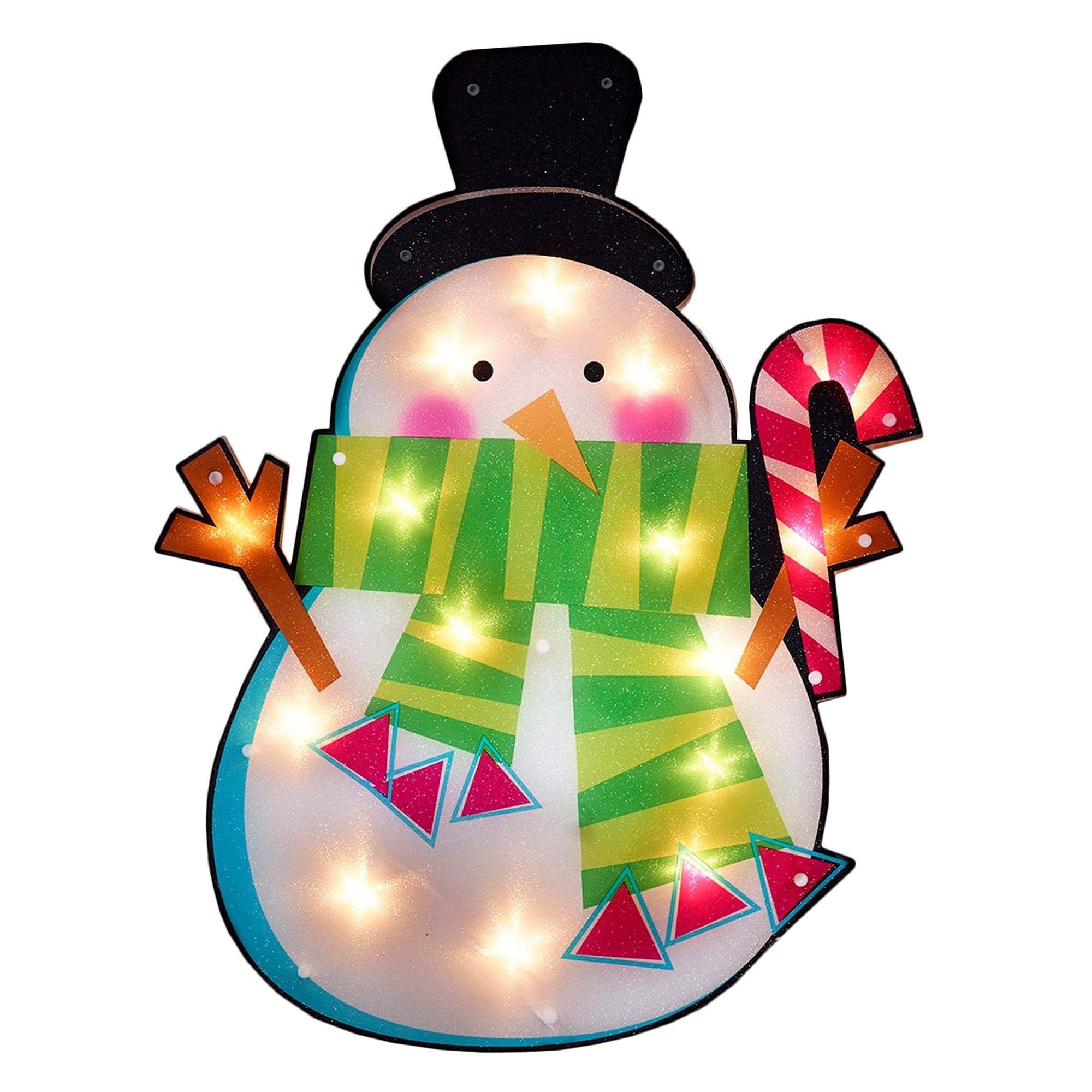 Shop 23 75 Lighted Shimmering Snowman With Candy Cane Christmas