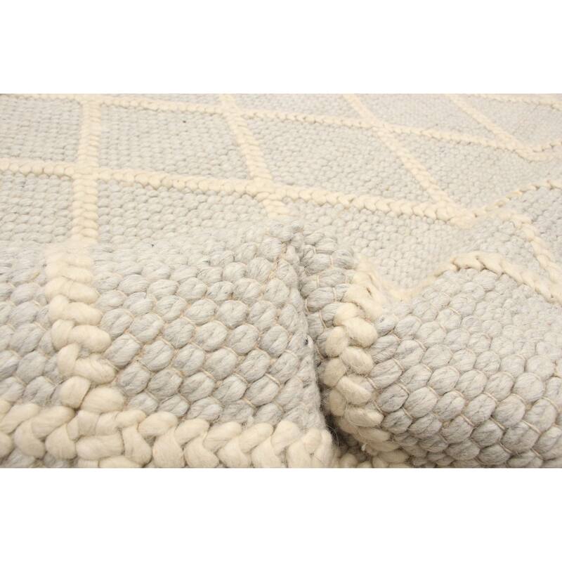 ECARPETGALLERY Braid weave Sienna Grey Wool Rug - 6'0 x 6'2