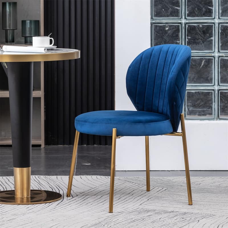 Contemporary Velvet Upholstery Dining Chair, Blue