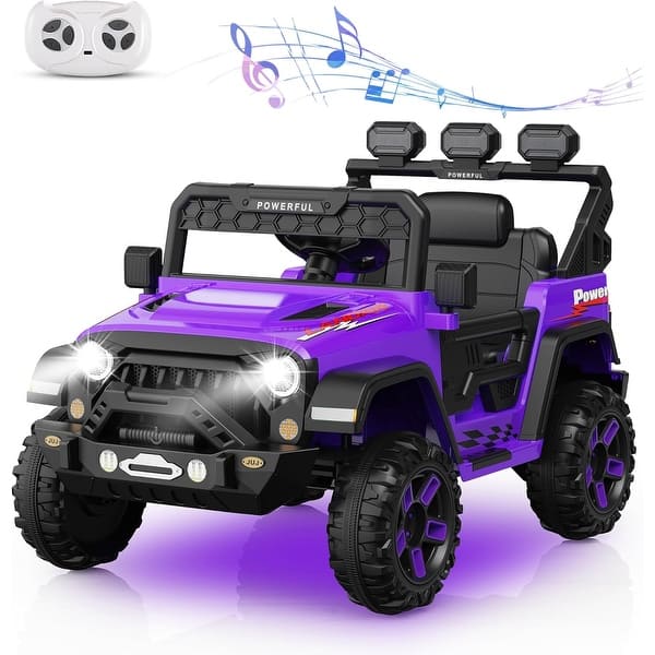 slide 2 of 35, 12V Kids Ride on Truck Car, Kids Electric Velectric with Parent Remote Control Purple