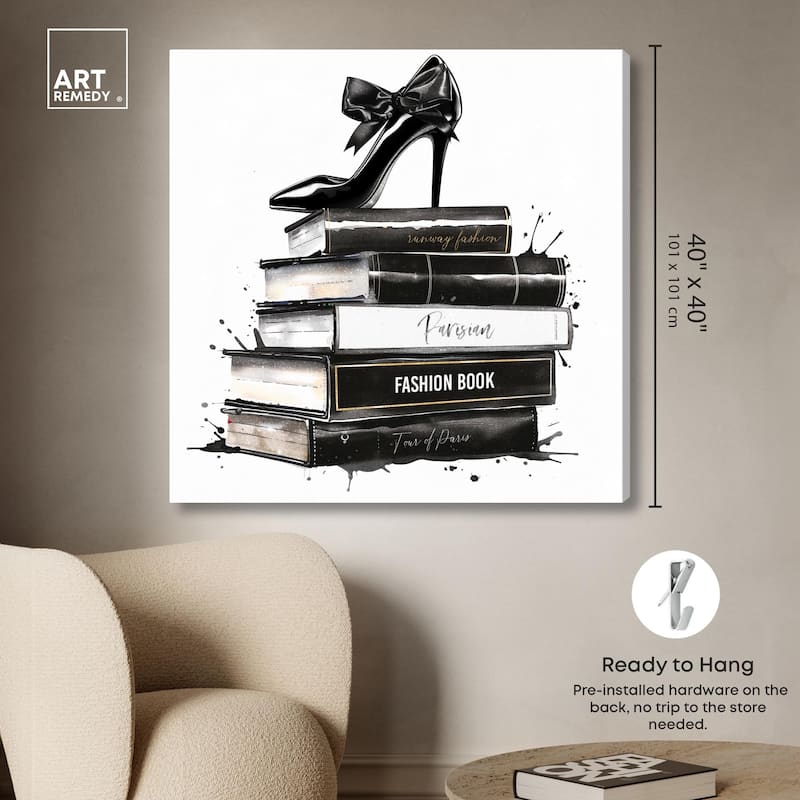 Classic Book Stack Canvas by Art Remedy, Gallery Wrapped