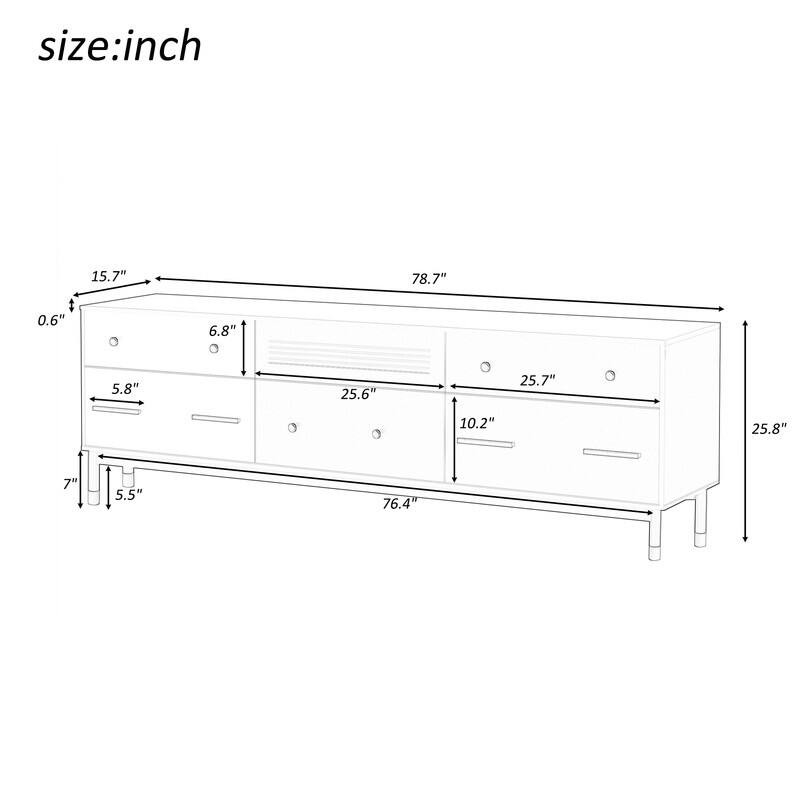 Modern TV Stand TV Media Console Table with Storage for 75+ Inch TV