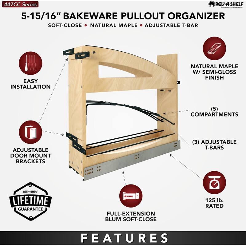 Rev-A-Shelf 447CC-BCSC-5 Craftsman 5-15/16" Wide Solid Maple Pull Out