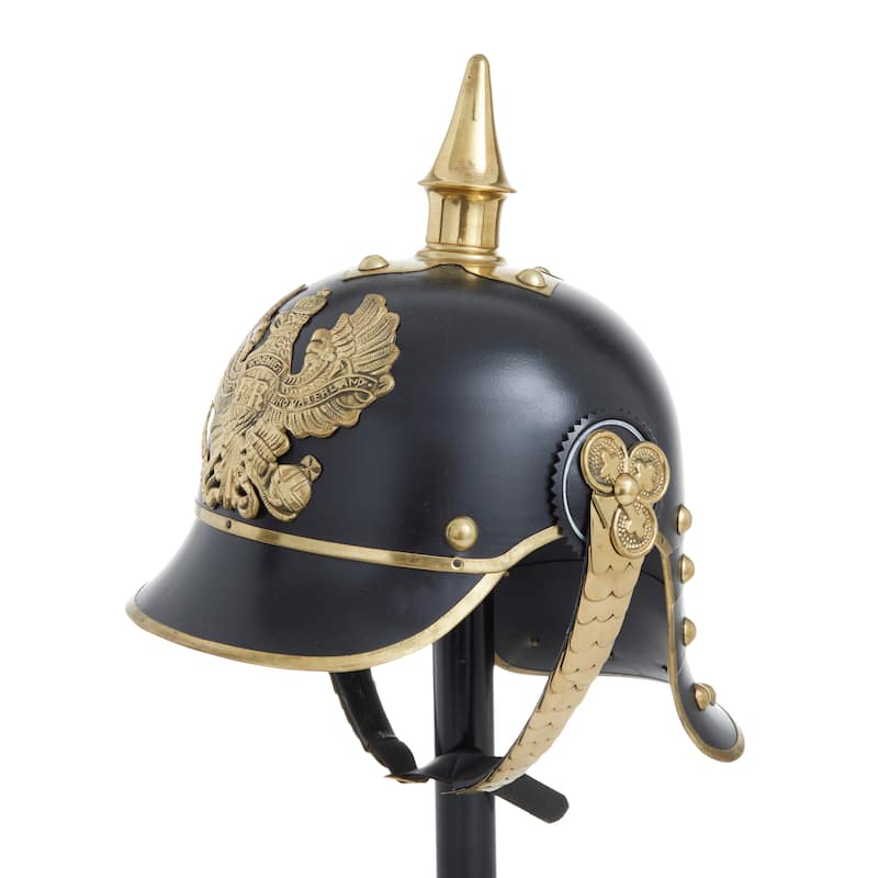 Black Iron Vintage Spartan Helmet with Stand - 9 x 12 x 20