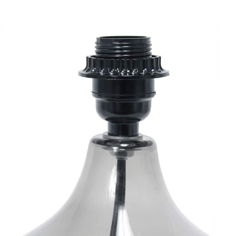 13.75" Decorative Glass Accent Table Lamp with Soft Fabric Shade Perfect for Living Room or Bedroom - 9"L x 9"W x 13.75"H