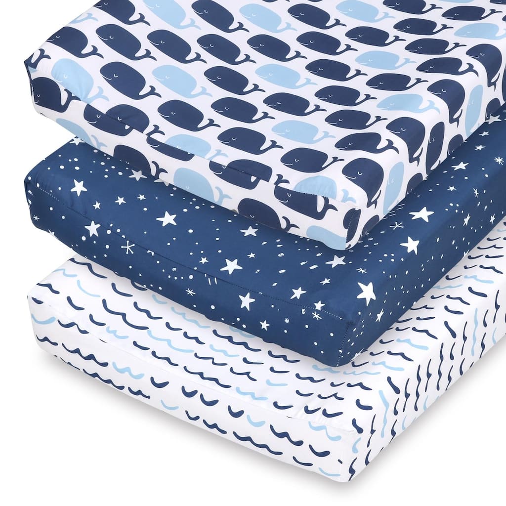 The Peanutshell Blue Nautical Changing Pad Covers 3-Pack