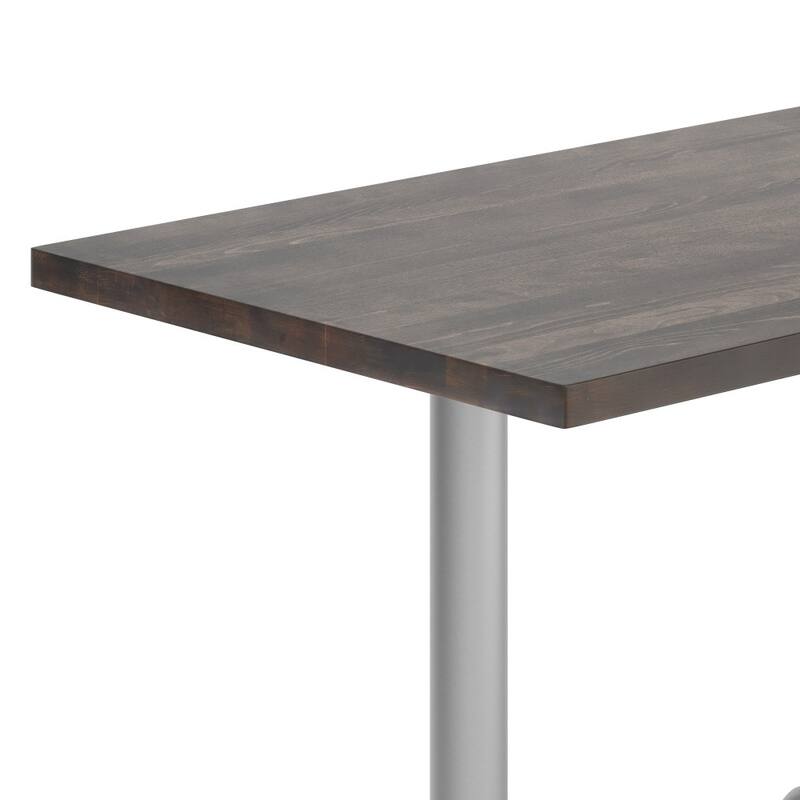 Rectangular Solid Wood Commercial Tabletop w/Two 22" x 22" Dining Height T-Bases - 30"W x 48"D x 29.5"H