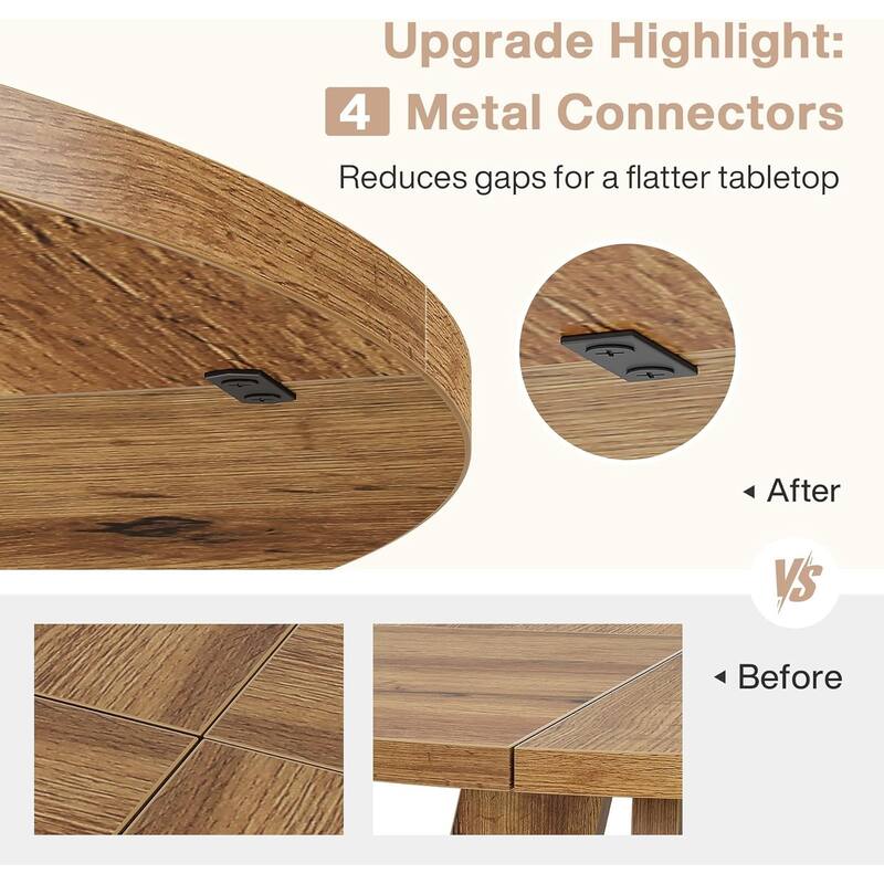 47" Round Dining Table, Wood Top Kitchen Table for Dining/Living Room