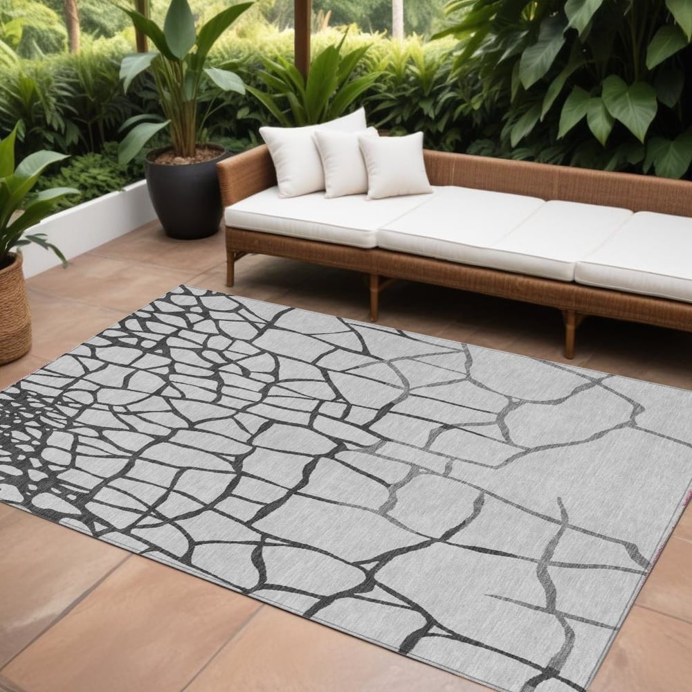 HomeRoots Abstract Transitional Rectangle Outdoor Rug