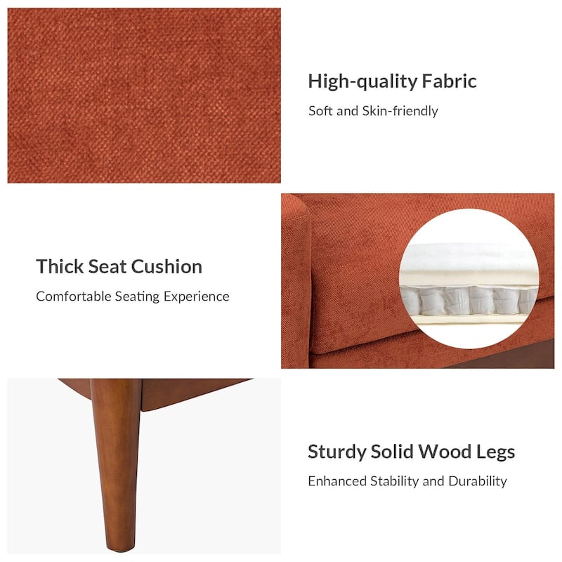 Francis Mid-century Modern Upholstered Armchair with Sloped Arms and Solid Wood Legs by HULALA HOME