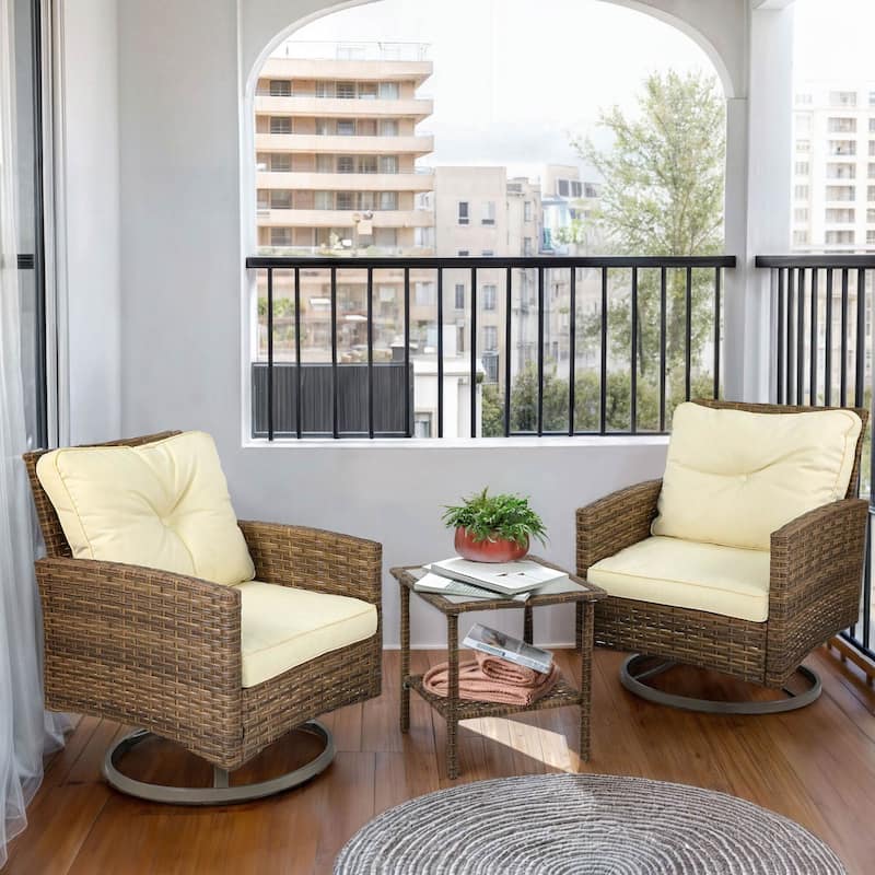 Moasis 3-Piece Wicker Patio Outdoor Swivel Chair - 3 PCS