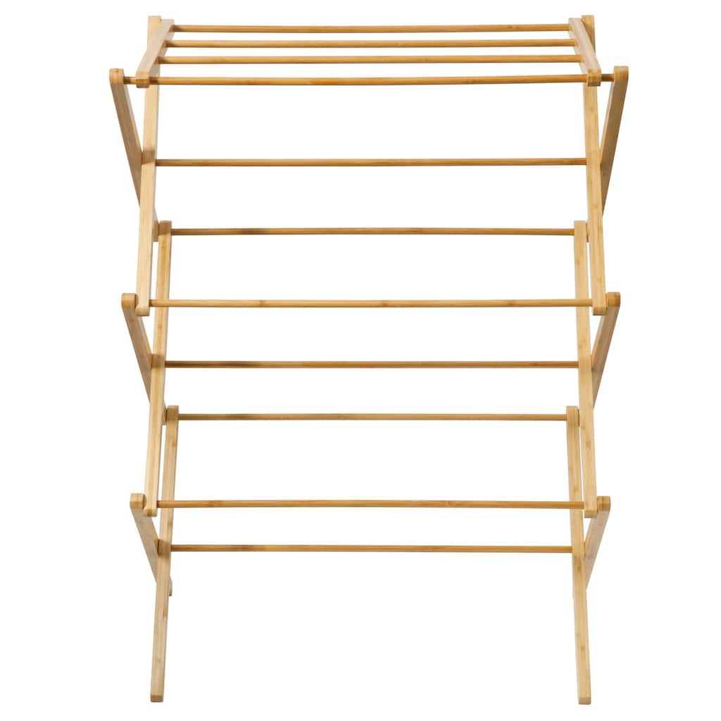 Gibson Home Foldable Bamboo Drying Rack for Clothes & Towels - 2-Tier Collapsible Laundry Drying Rack for Indoor & Outdoor Use
