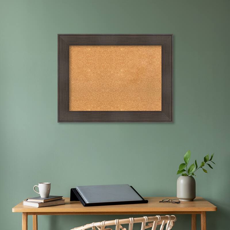 William Rustic Woodgrain Framed Natural Corkboard Bulletin Board