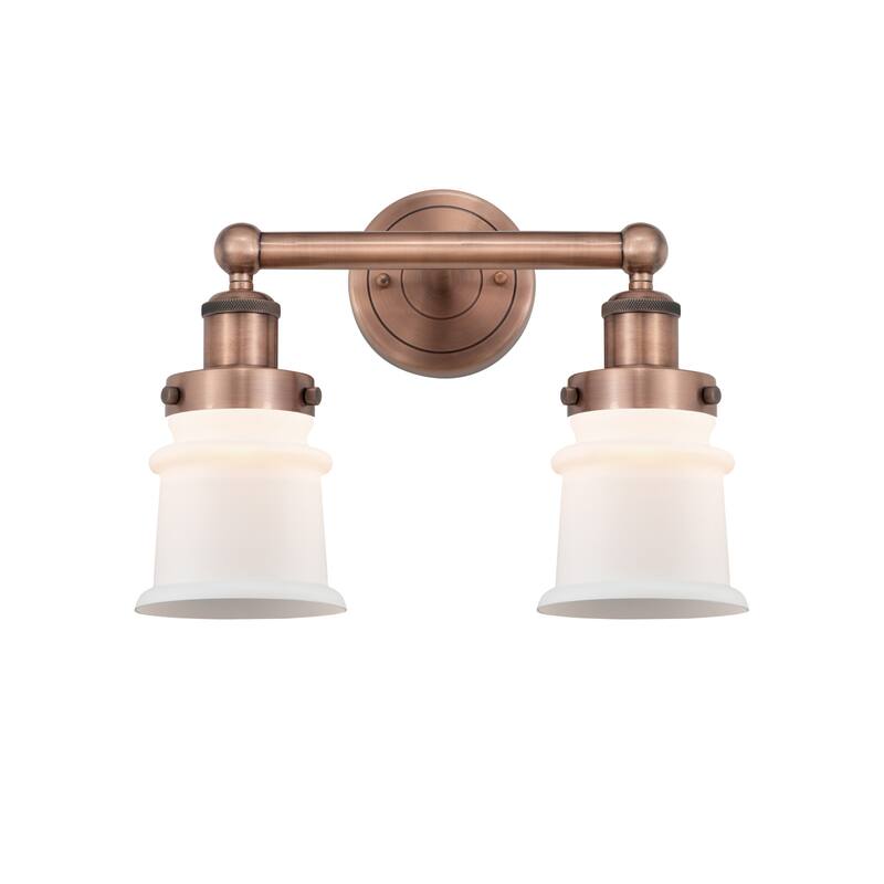 Innovations Lighting 616-2W-11-14 Canton Vanity Canton 2 Light 14" - Antique Copper / Matte White