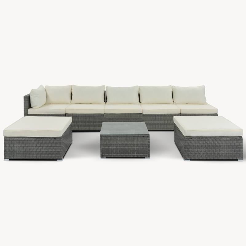 8-Piece Wicker Modular Sectional Sofa Set with Coffee Table