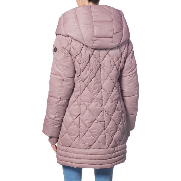 diamond quilted oversized hooded parka