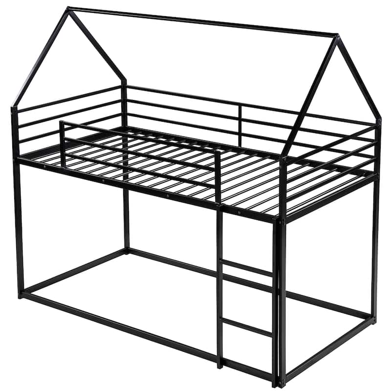 House Bunk Bed with Built-In Ladder