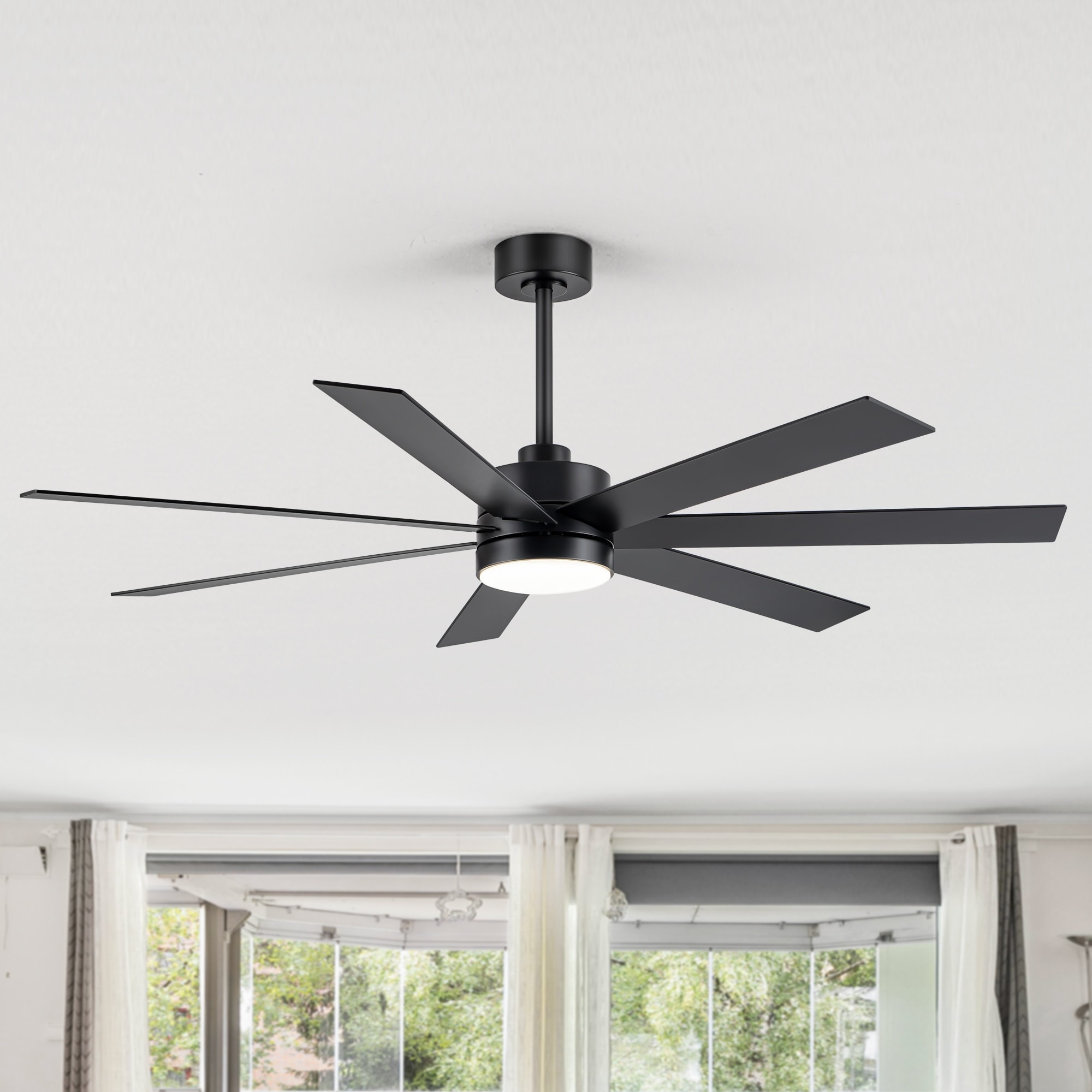 62" Modern Reversible 7-Blade LED Ceiling Fan with Remote and Light Kit