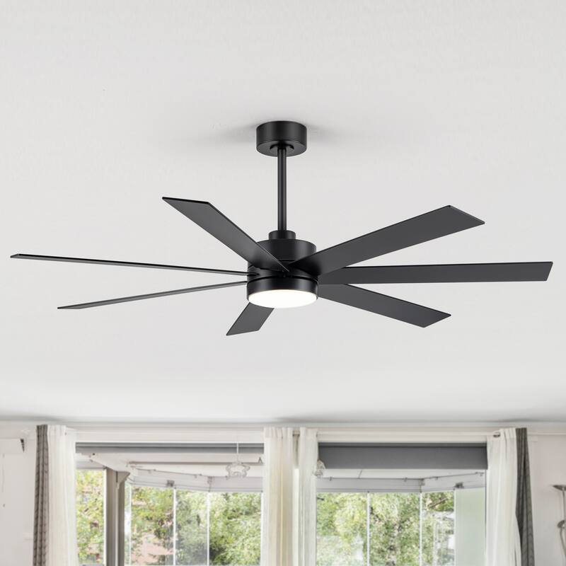 60" Modern Reversible 7-Blade LED Ceiling Fan with Remote and Light Kit - Remote