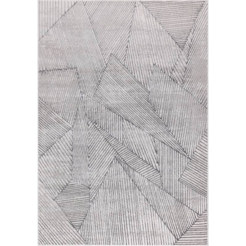 Nevada Collection Abstract Geometric Neutral Area Rug - 7'8 x 10'9