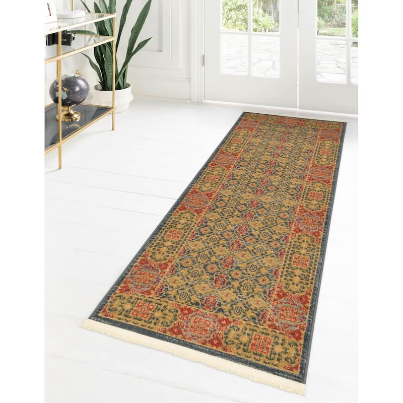 Traditional Cassia Collection Area Rug - Navy Blue - 2'x6'