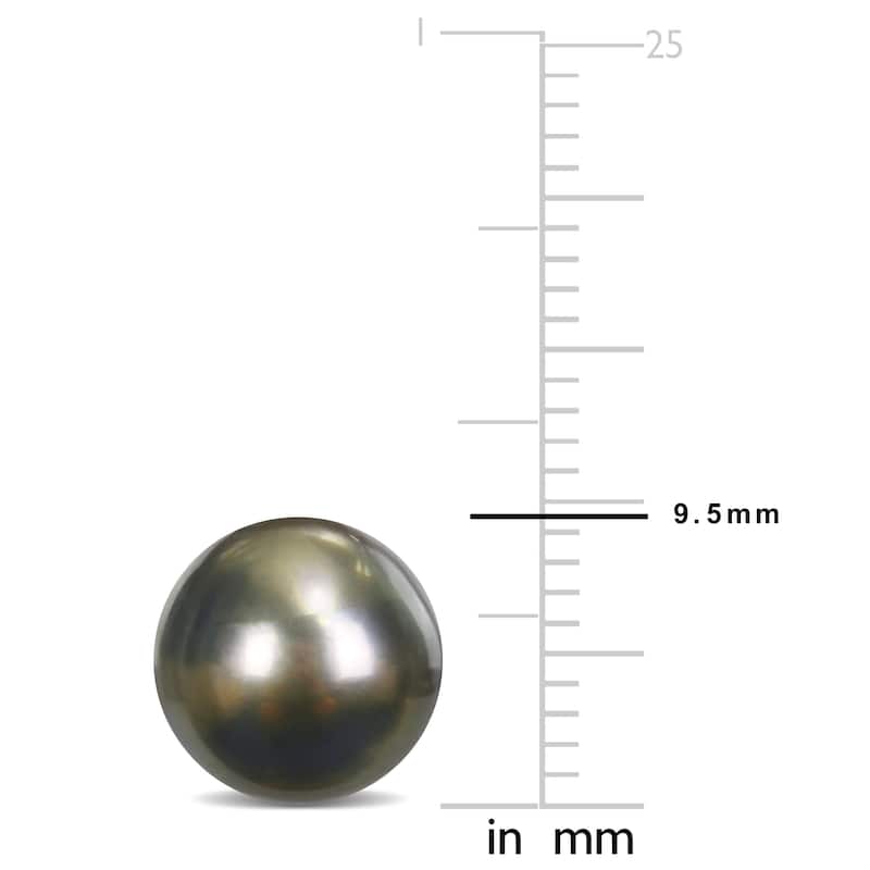 Miadora 9-9.5mm Black Tahitian Cultured Pearl Stud Earrings in 14k White Gold