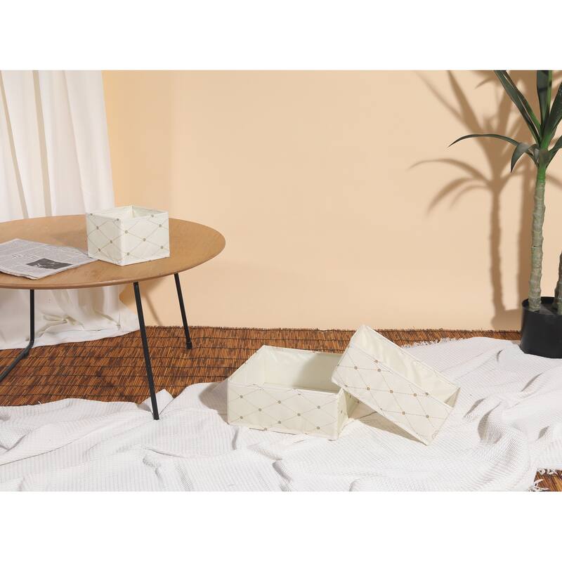 3 Pcs Collapsible Storage Cube, Storage Bin for Shelves Closet, Fabric Storage Basket for Organizing Clothes Books - Beige