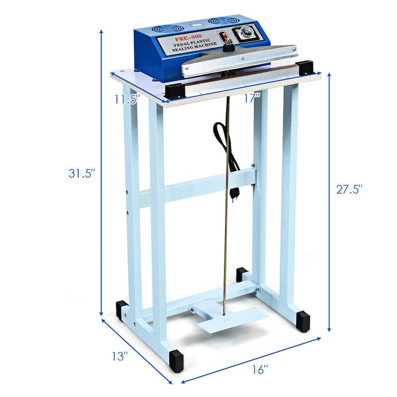 Gymax 12" Foot Pedal Impulse Sealer Heat Seal Plastic Bag Sealing - 6 x13 x 31.5