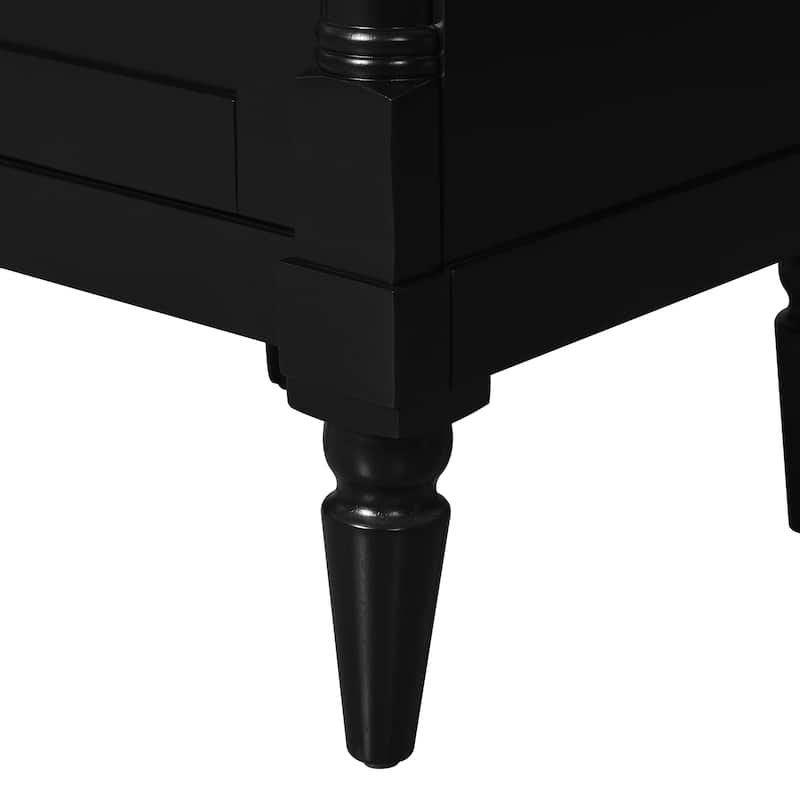 Retro Compact Bathroom Vanity Cabinet Simple Freestanding Single Sink Cabinet with Adjustable Shelf and Black Metal Pull